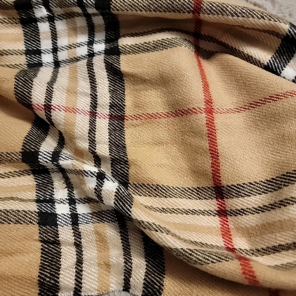 Womens Cashmere Feel Scarf with Fringe, Tan Multicolor - Picture 2 of 4